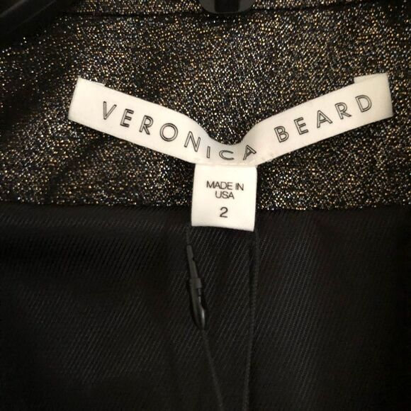 NWT VERONICA BEARD Cutaway Blazer Jacket Sz 2 Metallic Evening Cocktail Office - Picture 10 of 12